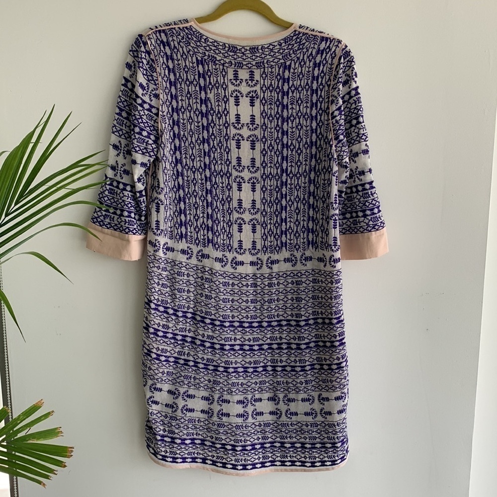 LOVE SAM WHITE W/ROYAL BLUE EMBROIDERY DRESS  SZ S - Picture 6 of 13
